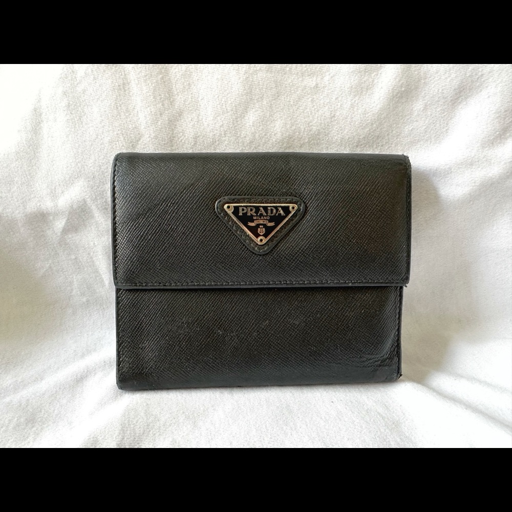 Prada Small Saffiano Leather Wallet in Black